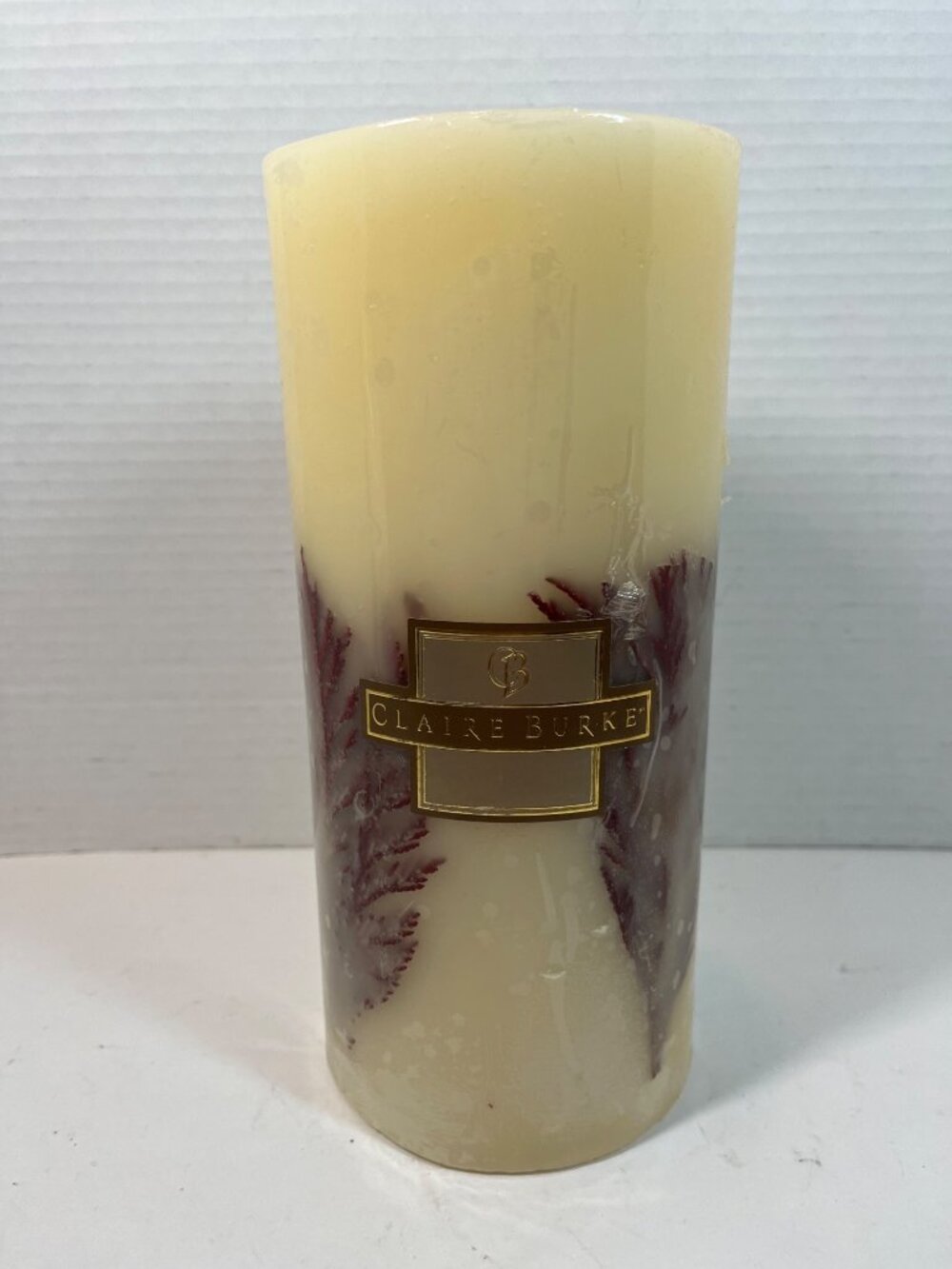Claire Burke Cinnamon & Spice 9 Inch Scented Botanical Pillar Candle 3 LB 130 Ho